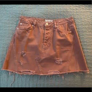 burnt orange free people denim skirt
